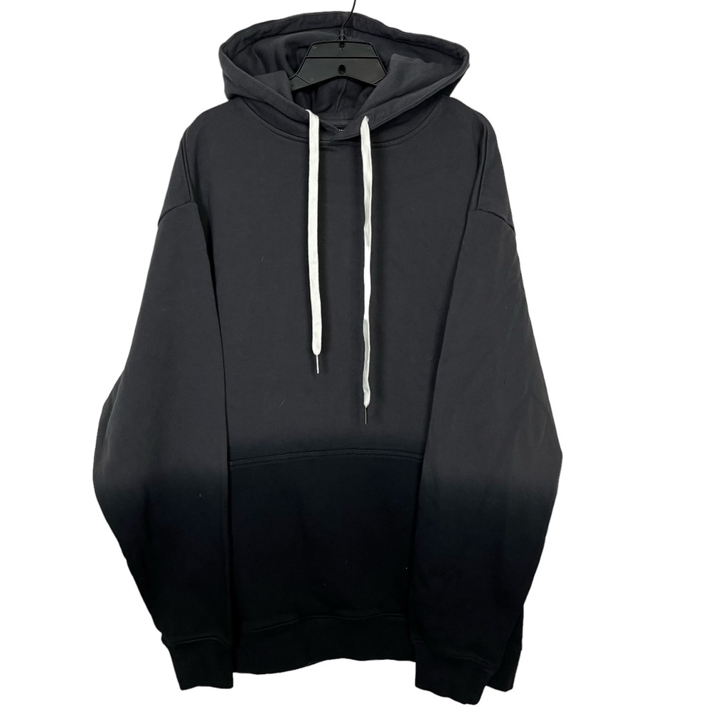 ZANEROBE Ombre Pullover Dark Gray Black Hoodie Sweatshirt Organic Cotton L Large